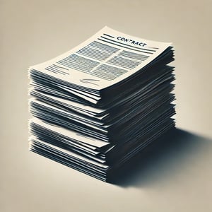DALL·E 2024-09-17 10.45.10 - An image in a shadowy, abstract style showing a stack of contracts. The contracts are stacked neatly, with subtle details of papers and text lines vis DALL·E 2024-09-17 10.45.10 - An image in a shadowy, abstract style showing a stack of contracts. The contracts are stacked neatly, with subtle details of papers and text lines vis