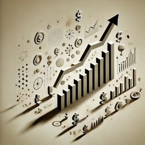 DALL·E 2024-09-17 11.08.58 - A simplified image in a shadowy, abstract style showing a graph with revenue trending upward and to the right. Around the graph, only a few symbols re DALL·E 2024-09-17 11.08.58 - A simplified image in a shadowy, abstract style showing a graph with revenue trending upward and to the right. Around the graph, only a few symbols re
